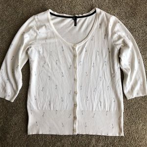Maurices off-white cardi w/ martini glass pattern
